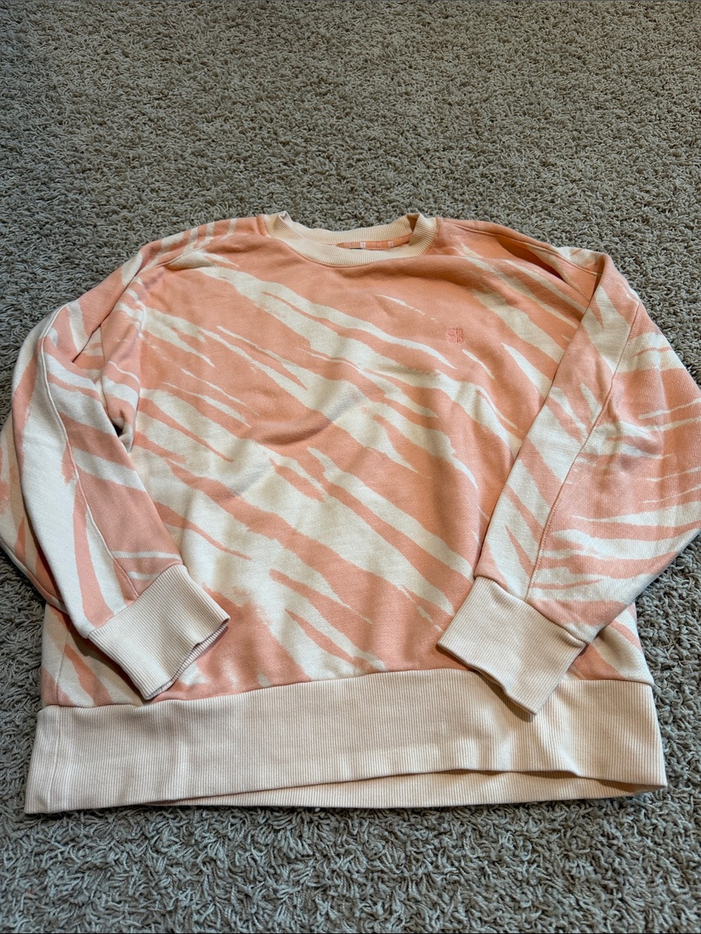 Sweaty Betty Peach & Cream Tie-Dye Crewneck Sweatshirt